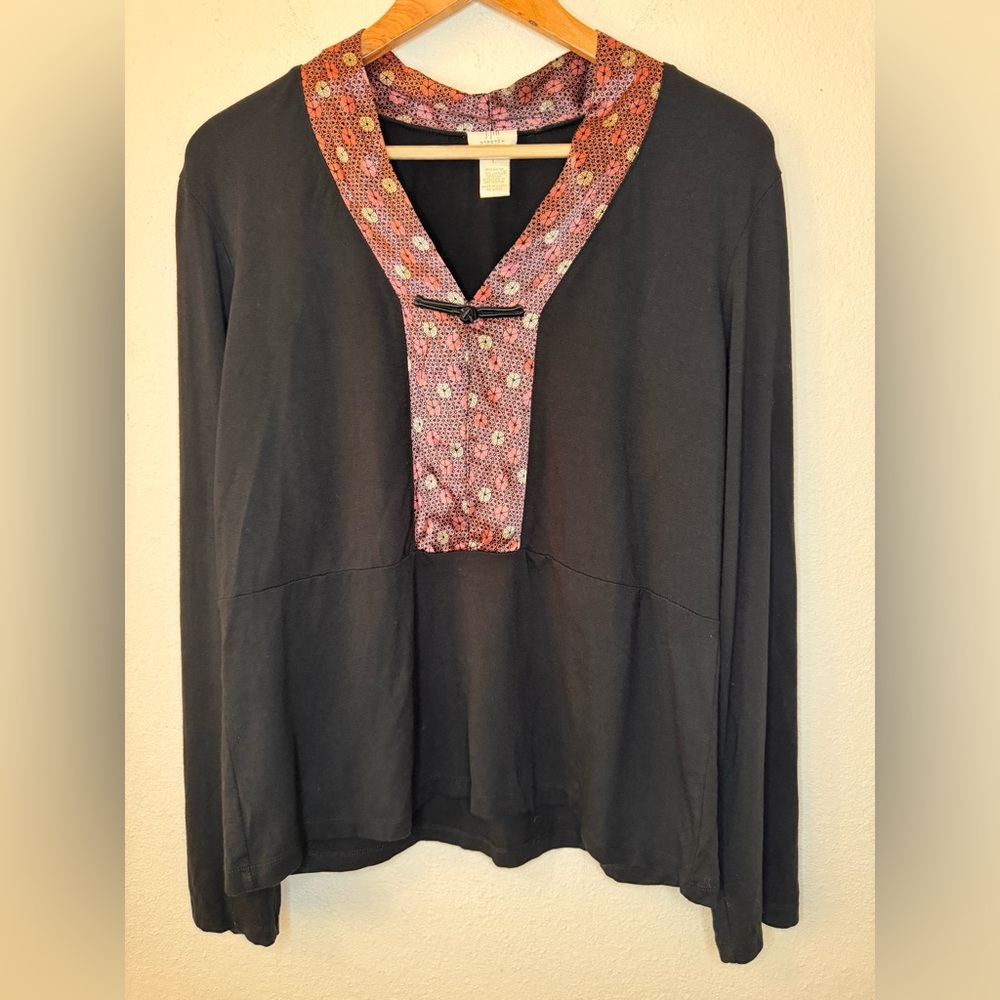 J. Jill Black Blouse with Pink Accents